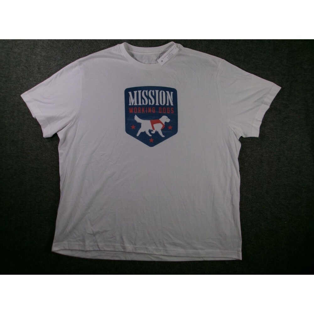 Mission Working Dogs Mens Shirt 2XL Graphic Short Sleeve White Casual Casual New